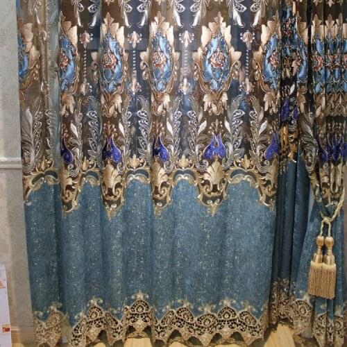 European Romantic Classic Custom Made Embroidery Curtains for Living Room Window Bedroom Window curtain kitchen Window curtain