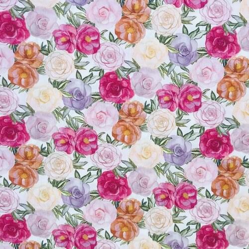 Watercolor Rose 80S Like Liberty Cotton Fabric For Kids Baby Sewing Cloth Dresses Skirt DIY Handmade Designer Patchwork Meter