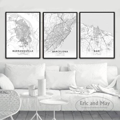 Canvas Painting Posters And Prints Map Of The World Modern City Maps Pictures On The Wall Vintage Decorative Home Decor Affiche