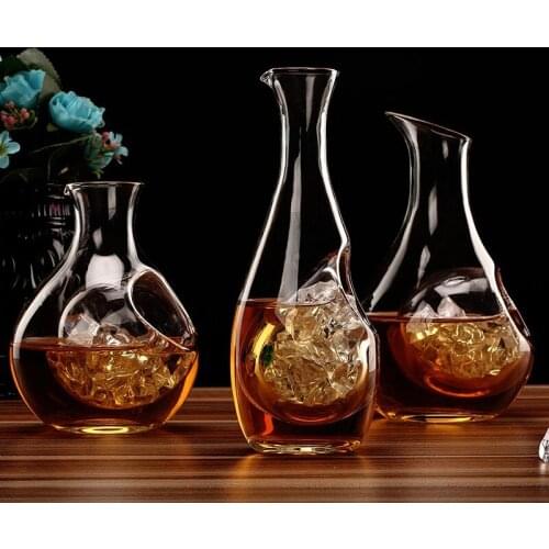 Wine and ice cubes isolated Glass Wine Bottle Hole Sake Glass Ice Jug Hamster Nest Cooling Room Beer Cooler Mini Gift Wine