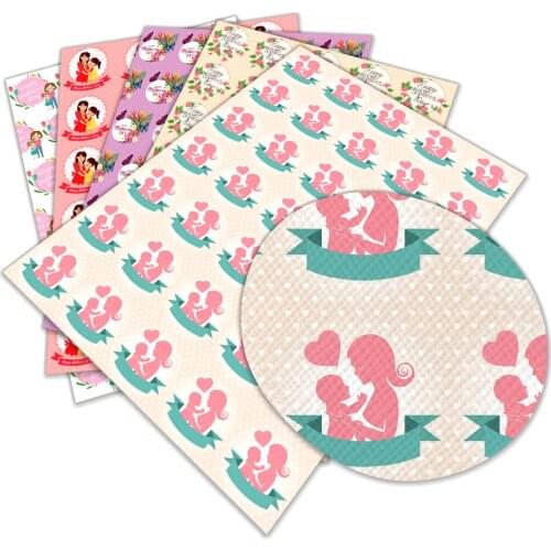 A4 Sheets Printing Mothers Day Faux Leather Best Mum Character 22X30cm for DIY Hair Bow Bag Material Hademade