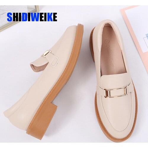 European and American fashion womens shoes retro loaferflate small leather shoes light-mouthed single shoes AB102