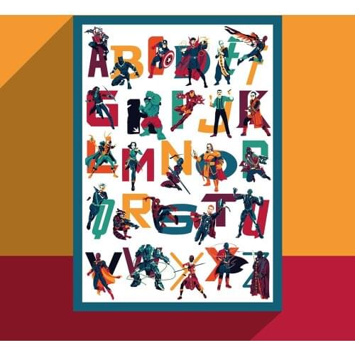 The Avengers End Game Superhero ABC Marvel Frameless Poster Prints Iron Man Canvas Painting Wall Art For Kids Bedroom Decor Gift