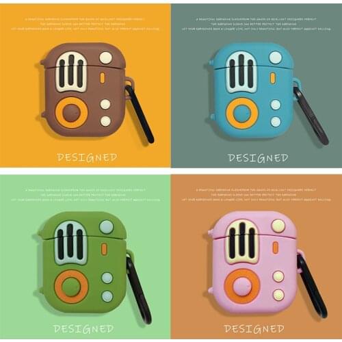 Cartoon Headset case For Baseus W04 Pro TWS 5.0 True Headphones case funny Retro radio W04 Silicone Protection Case Accessories