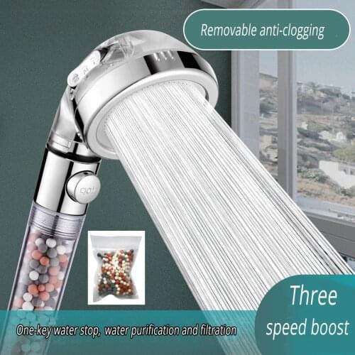 One Button To Stop Water Shower Heads Replaceable Filter Water Saving Hand Held Shower SPA Adjustable 4 Function High Pressu