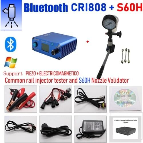 New Coming ! CRI808 Bluetooth Common Rail Injector Tester Multifunction Diesel Injector Tools Plus S60H Nozzle Validator