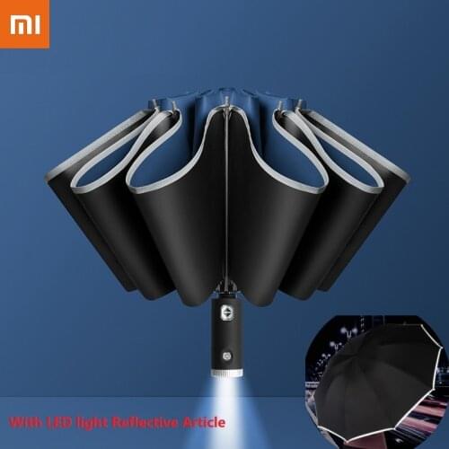 New Xiaomi Folding Light-emitting LED Reverse Umbrella Ten-bones Three-folding Automatic Umbrella with Battery