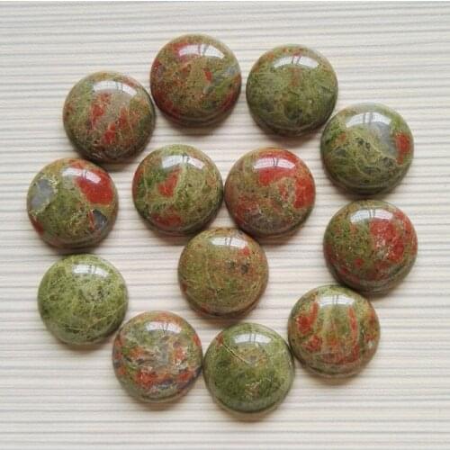 Wholesale Fashion fast ship natural unakite stone beads 20mm round cab cabochon stone beads 20pcs/lot free shipping