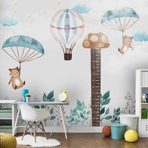 Custom Photo Cartoon Height Sticker Balloon Kindergarten Children Room Bedroom Wall Decoration Mural Wallpaper For Kids Room 3D