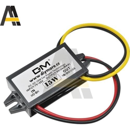 DC to DC 12V to 5V Converter Step Down Buck Regulator 3A 15W Car Monitor Potting Waterproof Power Supply Waterproof Power Module