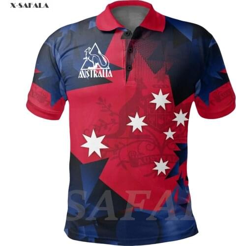 Australia Country Emblem 3D Printed Men Polo Shirt Collar Short Sleeve Street Wear Casual Tee Tops Anti-shrink High Quality