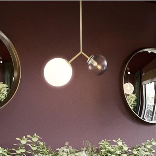 Glass ball chandelier modern simple bar dining room chandelier study bedroom double ball hanging lamp