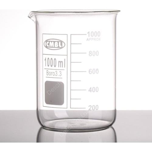1000mL Glass Beaker,1L Low Form Beakers,One Litre,Borosilicate 3.3 Glassware