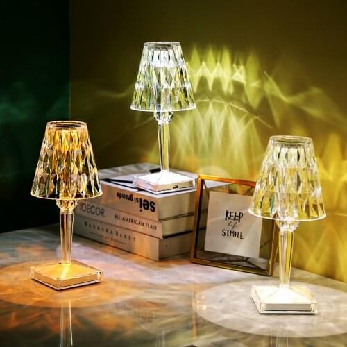 USB Crystal Projector Atmosphere Led Table Lamp Desk Night Light Room Decor Nights Lights For Bedroom Coffee Home Decoration