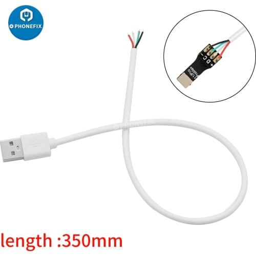 The USB 2.0 A Type Male to 4 Wires Open Cable for DIY OEM White Color 35cm for Mobile Phone Power Repair Accessories