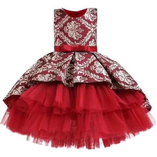 High quality flower girl bridesmaid lace wedding dress big bow aristocratic party girls baby tutu princess evening dress