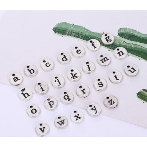 Jewelry Charm Charm Letter Accessories Pendant Lowercase English Alphabet 10mm 26 Letter Set Necklace Bracelet DIY Accessories