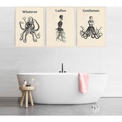 Funny Toilet Signs Posters and Prints Quirky Vintage Bathroom Wall Art Pictures Steampunk Canvas Painting Modern Home Decoration
