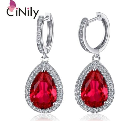 CiNily Created Multi-colors Stone Cubic Zirconia Solid 925 Sterling Silver Wholesale for Women Jewelry Drop Earrings SE034-36