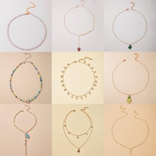 Tocona Colorful Bead Star Pendant Neckalce for Women Charming Shiny Crystal Stone Tassel Sweater Chain Bohemain Jewelry Collar