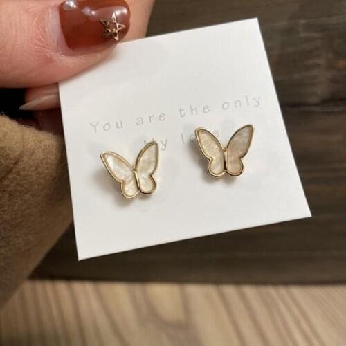 Gold Color Alloy Butterfly Earrings for Women Retro Full Crystal Stud Earrings Brinco Bijoux Ear Studs Female Jewelry Gift