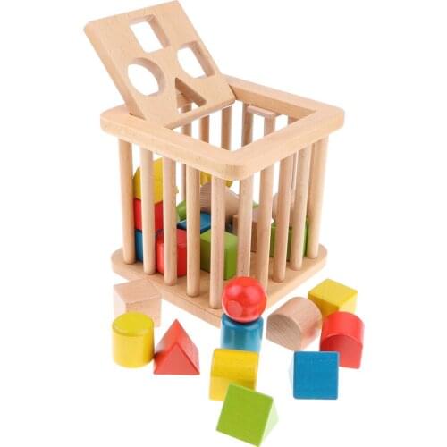 25pcs Match Box Wooden Geometric Blocks - Color & Shapes Puzzle Stacking Building Matching Game Early Educational IQ Toy Kids