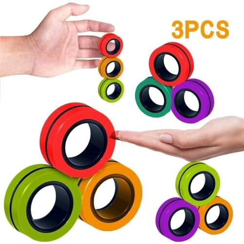 3pcs Figet Toys antystresowe zabawki Fidget Toys Stress Unzip Anxiety Ring Magnetic Props Antiestres Stress Relief Finger Toy