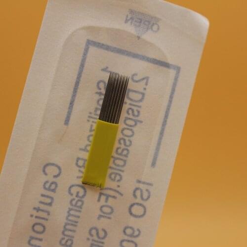 50 pcs 15 Flat Double Line Eyebrow Microblading Needle Permanent Makeup Tattoo Needle For Shading Eyebrow Microblading