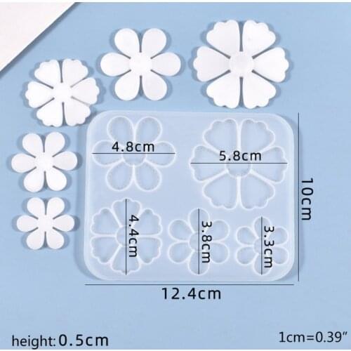 83XC Crystal Epoxy Resin Mold Five Petals Listing Pendant DIY Crafts Silicone Mould