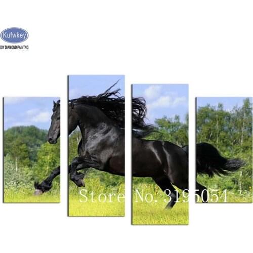 Diamond mosaic Full Square 5D DIY diamond painting cross stitch horses,4pcs,3d,Diamond Embroidery bead Pattern,art,wall stickers