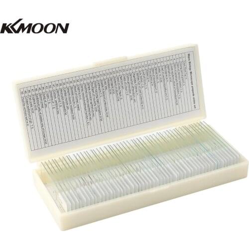 50PCS/Set Biological Glass Sample Prepared Basic Animal Plants Insects Tissues Science Cover Slips Portable Microscope Slides