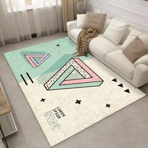 Nordic Living Room Sofa Big Carpet Modern Minimalist Geometric Style Coffee Table Cushion Home Bedroom Full Shop Room Cute