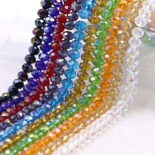 60PCS/LOT AB Crystal Faceted Round Beads 8/10/12MM Czech Glass Rondelle Beaded Diy For Making Needlework Accessories Wholesale