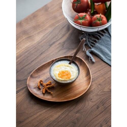 Solid Wood Pan Plate Sushi Serving Platter Fruit Dishes Saucer Tea Tray Dessert Dinner Plates Lovesickness Wood Dinnerware Set