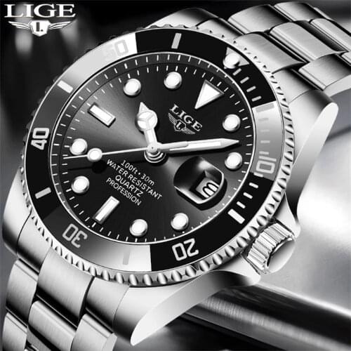 LIGE Top Brand Luxury Fashion New Men Watch 30ATM Waterproof Date Clock Male Sport Watch Men Quartz Wristwatch Relogio Masculino