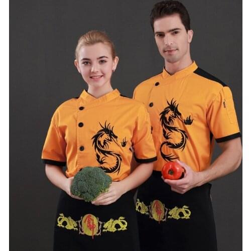 Hotel Restaurant Kitchen Breathable Chef Uniform Unisex Short Sleeve Bakery Restaurant Food Service Cook Wear Kitchen Tools