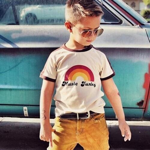 Hot summer boys girls t-shirt rainbow print t-shirts costume kids toddler clothing boy t shirt letters childrens wear