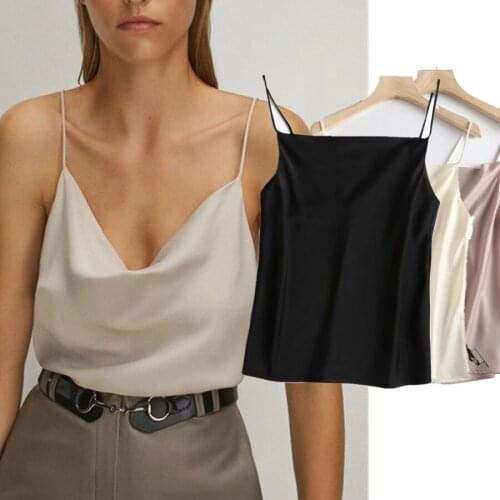 Jenny&Dave T Shirt Women England Style Fashion Office Lady Solid Satin Drape Tshirt Summer Camisetas Verano MujerCamisole Top