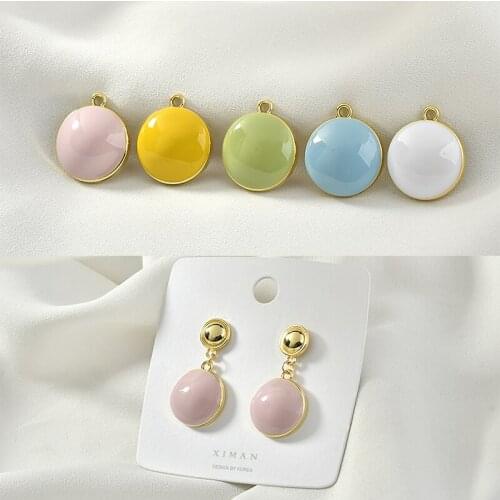 Geometric round shape 18mm color alloy drop oil charms diy jewelry earrings/necklace pendants accessory