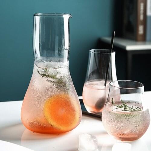 Europe Gradient Pear Shape Cold Water Pot Kitchen Kettle Jars Heat Resistant Crystal Glass Water Pitcher Orange Jug Decanter