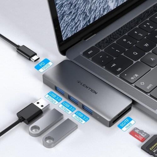 USB C Hub with 100W Power Delivery,3 USB 3.0, SD/Micro SD/TF Card Reader Adapter for M1 2020 MacBook Pro 13/15 MacBook air