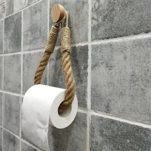 Round hook hemp toilet paper holder Vintage Towel Hanging Rope Toilet Paper Holder Home Hotel Bathroom Decoration Supplies