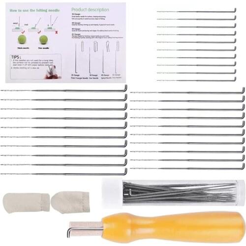 LMDZ 30PCS (3Sizes) Wool Felting Needle Felting Tool Fingercots Wooden Handle DIY Sewing Crafts Felting Fingercots Awl and Tool