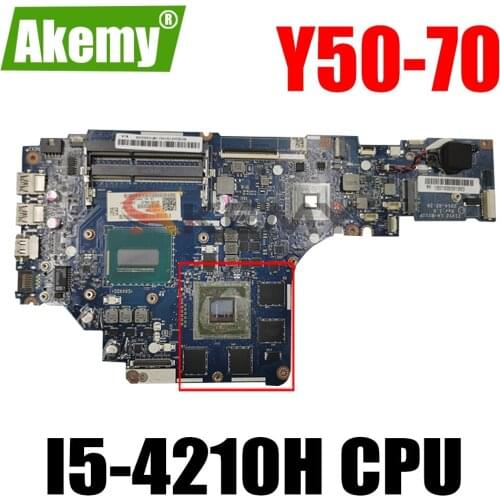Laptop motherboard For LENOVO IdearPad Y50-70 I5-4210H Mainboard ZIVY2 LA-B111P 5B20H21717 SR1Q0 CPU N16P-GX-A2 RAM 4G