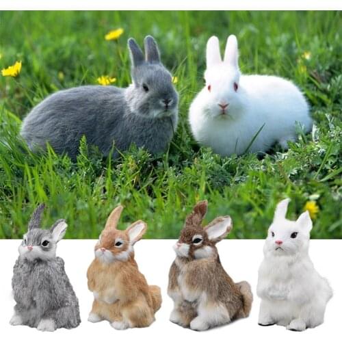 Simulation Furry Squatting Lifelike Rabbit Christmas Birthday Gifts Home Garden