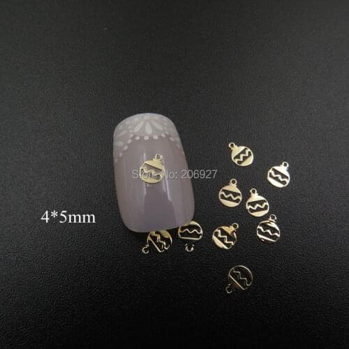 MS343-2 100pcs Gold Cute Christmas Balloon Metal Sticker Nail Art Metal Sticker Nail Art Decoration Non-adhesive Sticker