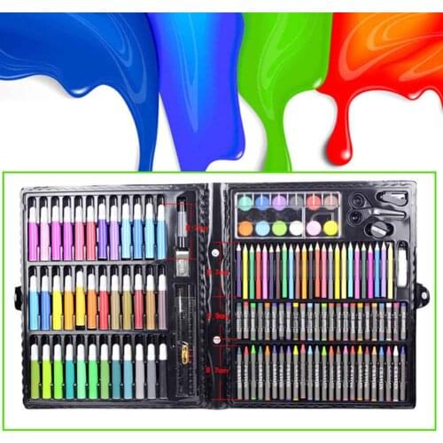 150 Pcs/Set Drawing Tool Kit with Box Painting Brush Art Marker Water Color Pen Crayon Kids Gift FKU66