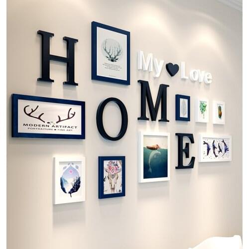 Modern Nordic Style 9pcs Photo Frame Set Home Wall Decoration Wooden Diy White Black Picture Frame Kits Marcos Para Fotos B