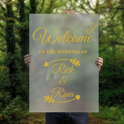 New Welcome to Wedding Customizable Names Sticker Decal Wedding Sticker Glass Art Decoration A00696