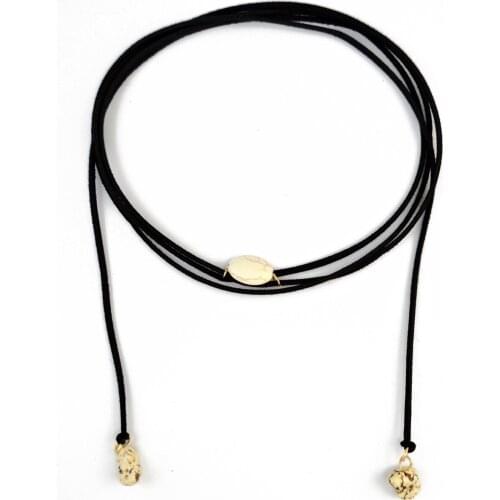 New Design 2 Colors Handmade Long Velvet Rope Leather Chain Natural Blue Pendants Choker Necklace Women Accessory